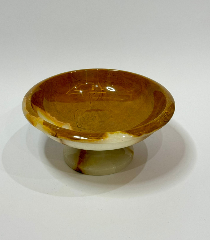 Elegant Onyx Brown Pedestal Bowl | Unique Marble Design