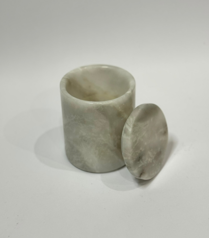 WHITE MARBLE JAR WITH LID