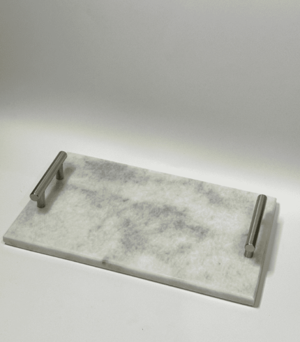 MULTIPURPOSE WHITE TRAY WITH METAL HANDLE