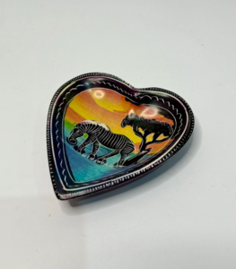 Heart Shaped Trinket with Zebra Painting | Unique Gift Idea