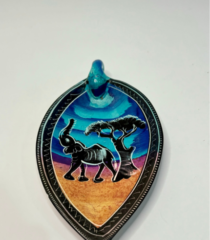 OVAL TRINKET WITH ELEPHANT PAINTING