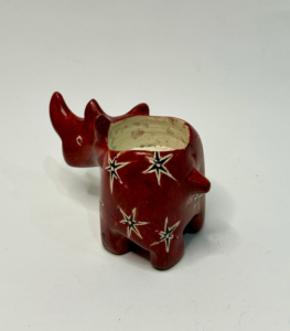 Red Rhino Stone Candle Holder | Unique Candle Stand