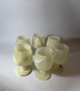 WHITE MARBLE GOBLETS SET OF 6