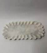 WHITE MARBLE FLOWER SHAPED RECTANGULAR TRAY - SMALL