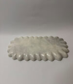 WHITE MARBLE FLOWER SHAPED RECTANGULAR TRAY - SMALL
