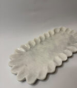 WHITE MARBLE FLOWER SHAPED RECTANGULAR TRAY - SMALL