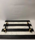 RECTANGULAR STRIPED SERVING TRAY IN BLACK AND WHITE