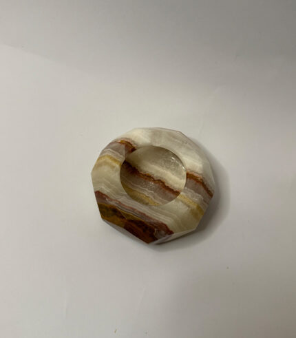 ONYX DIAMOND SHAPED ASHTRAY- SMALL - White and dark brown