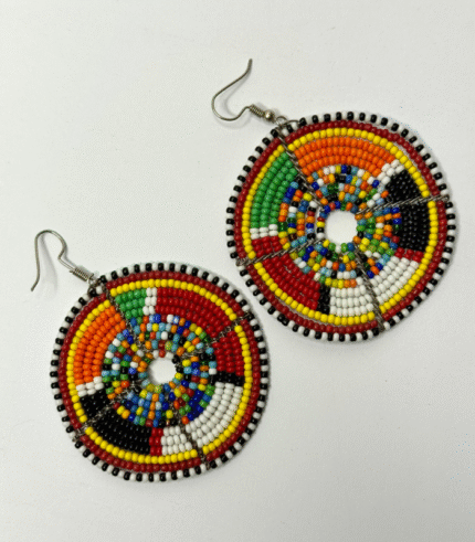 Multi-Colour Beaded Circular Earrings