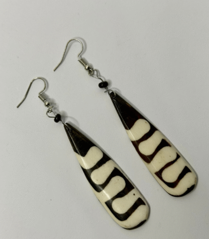 African Batik Bone Beaded Earrings