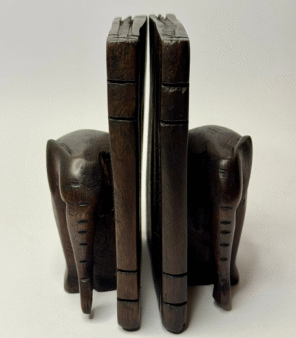 Handcarved Wooden Elephant Bookends