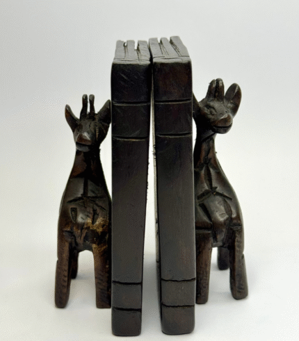 Handcarved Wooden Giraffe Bookends