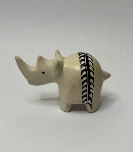 Mini White Stone Rhinocerous